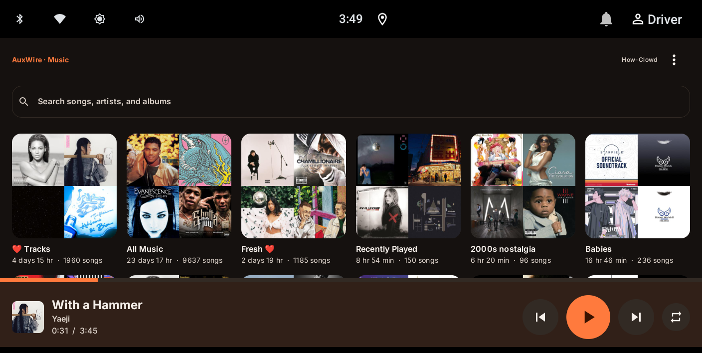 AuxWire's mini-player staying visible while browsing the library